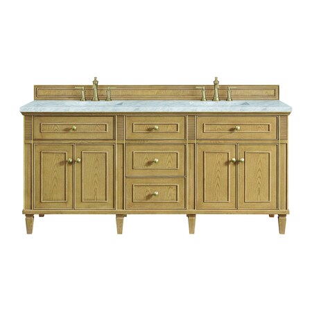 James Martin Vanities 72'' Double Vanity, Light Natural Oak w/ 3 CM Carrara White Marble Top 424-V72-LNO-3CAR
